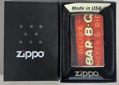 ZIPPO 2004 DELUXE BAR-B-Q CHICKEN & RIBS BLACK ICE LIGHTER UNFIRED IN BOX D650