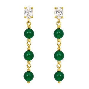 Authentic Premium 18K Gold Plated Green Bead Earrings for Ethnic & Western Wear BIE1022_A