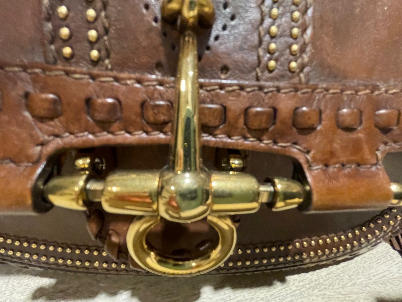 GUCCI Authentic Snaffle Bit Brown Medium Handbag … - image 18