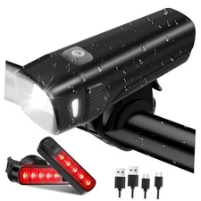 IPX6 Waterproof Front/Rear Bike Light Set (1 Headlight, 2 taillights) – Great 