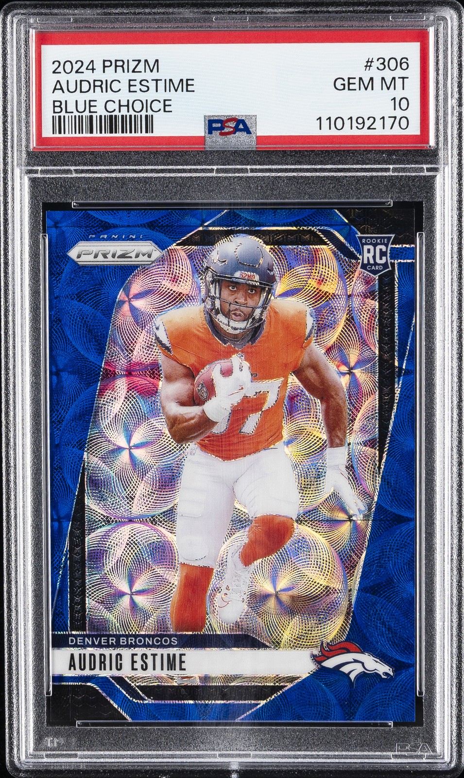 2024 PANINI PRIZM BLUE CHOICE #306 AUDRIC ESTIME 2/14 PSA 10