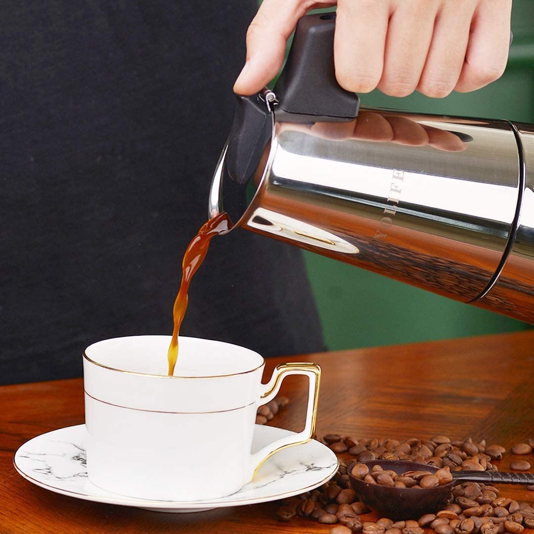 YOLIFE Mini Stovetop Espresso Maker, Induction Small Moka Pot for Italian Cof...