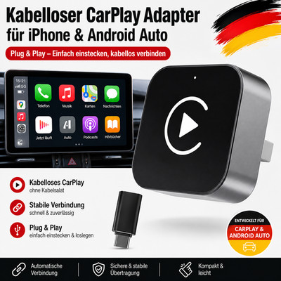 2-in-1 Wireless CarPlay Android Auto Adapter Plug & Play USB for iPhone Android