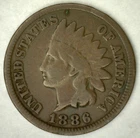 1886 Indian Head Cent US Type Coin Circulated 1c Good Condition Type 1 Penny