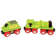 Bigjigs Rail Wooden Big Green Engine Carriage Locomotive Train Track Accessory