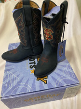 Someday Kinder Stiefel Florida State schwarz Leder bestickt Kinder Größe 8,5 NEU