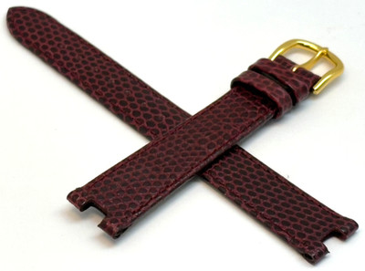 OEM PIERRE BALMAIN Lizard Grain Glossy Burgundy 14mm Watch Strap Generic Buckle