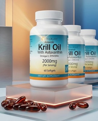 Krill Oil with Astaxanthin Extra Strength 2000 MG 60 Count Softgels,