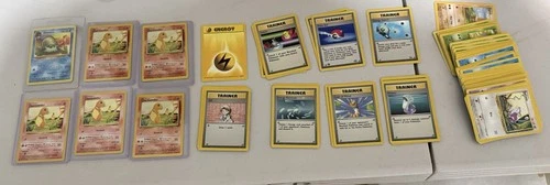 Lot Of 80+ 1999 Pokemon Base Set Cards. 5 Charmanders, Trainers, Plus