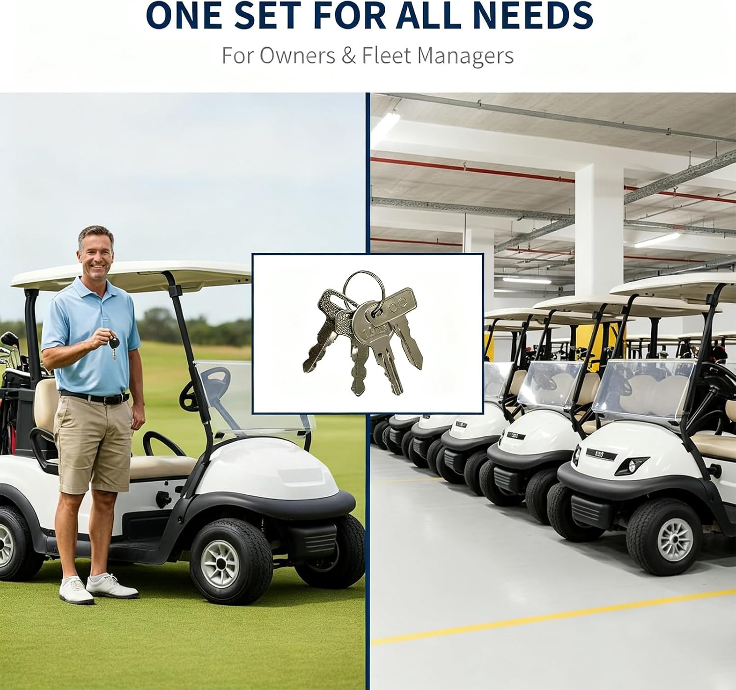 Universal Golf Cart Key Set &ndash; 8 Replacement Keys for EZGO, Club Car, Yamaha+ 4 K