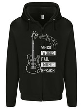 When Words Fail Music Speaks Guitar Mens Zip Up Hoodie