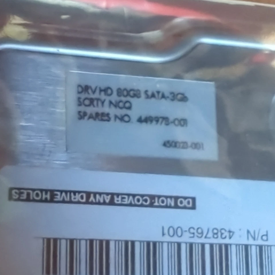 HP 80GB 3.5" SATA (3GB/S) 7.2K HDD 449978-001 With One SATA Cable - Image 4 of 4