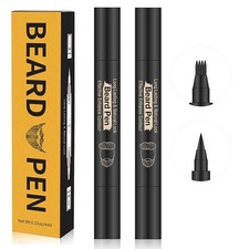 Beard Pencil Filler Kit - 4 Tip Pen and Brush for Men, Facial Black 2PCS