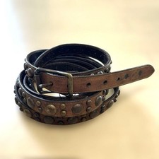 Leather Studded Belt Brown Western Native Used