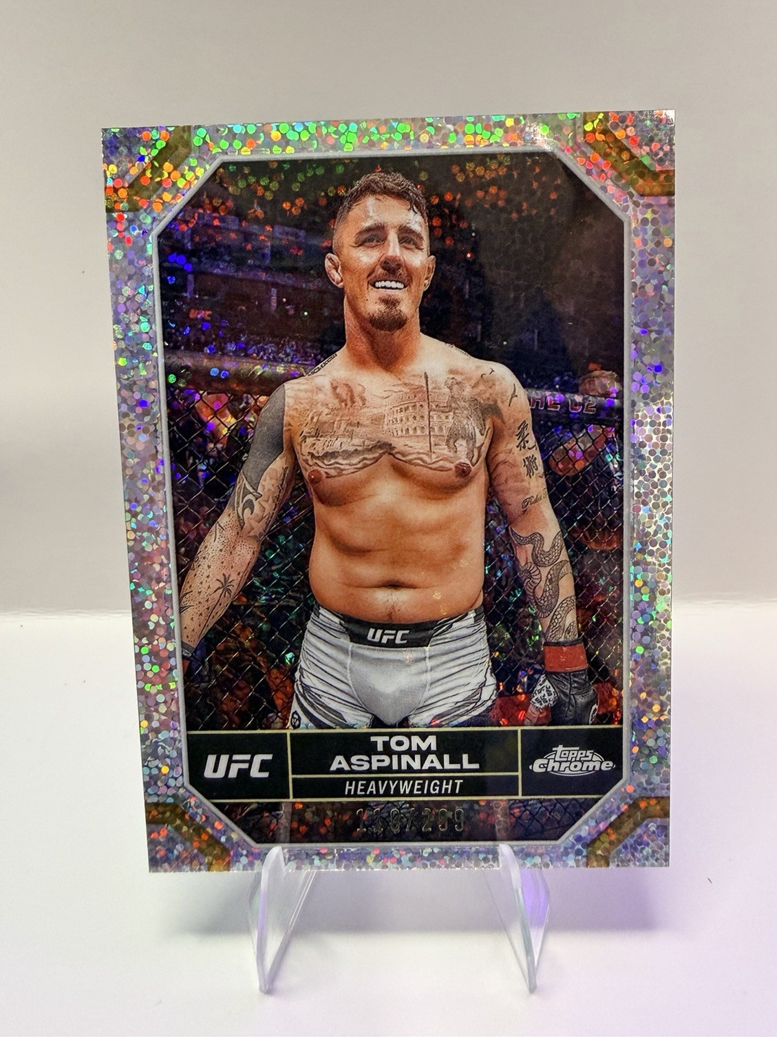 2024 Topps Chrome UFC Tom Aspinall #187 Speckle Refractor /299 Card