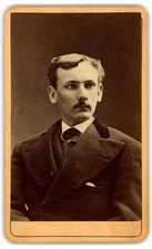 Antique CDV Circa 1870s A.E. Alden Handsome Man with Mustache Troy NY