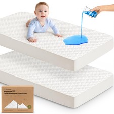 2-Pack Waterproof Crib Mattress 2-pack, Standard 52x28, Soft White/Mavy