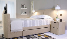 NAOS II Double TV bed in Oatmeal (Off-white) | 40" TV | Drawers