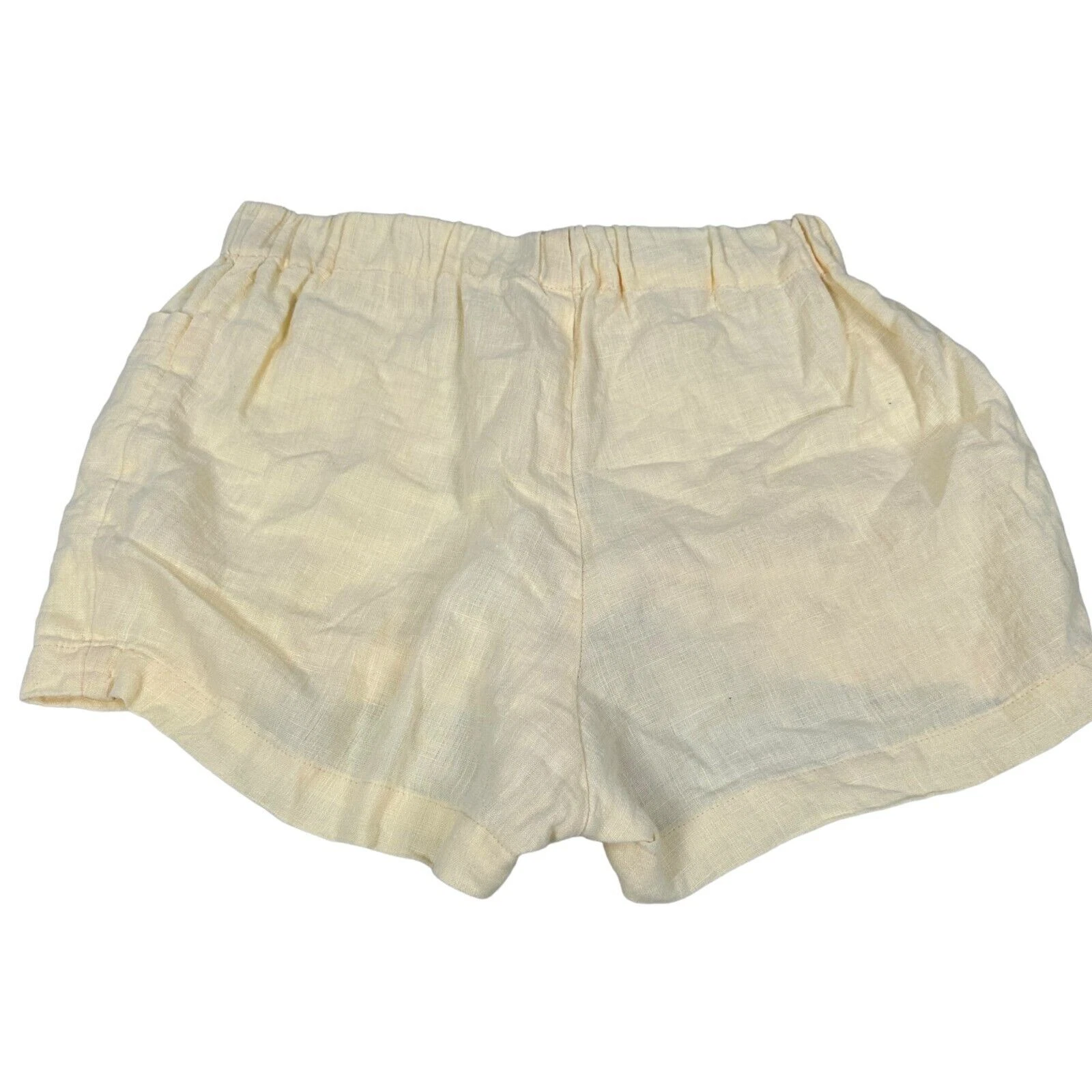 Back Beat Co Shorts Womens XS Cream Ivory 100% Linen Casual Beach Elastic Waist