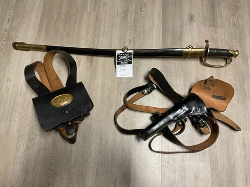 Civil War Cavalry Equipment Display Set -Saber, Cartridge Box, & Holster Rig