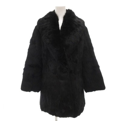 No Brand Rabbit Fur Coat Black Women's Size 9 Middle Fur Mid-Length Used
