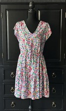 NWT GAP Floral Print Mini Dress Flutter Short Sleeves Tie Waist & Pockets Size S