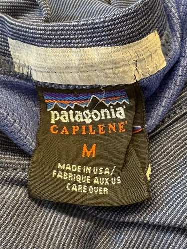 Patagonia Blue Capilene Base Layer Mens Medium Shirt Long Sleeve Midweight - Picture 5 of 7