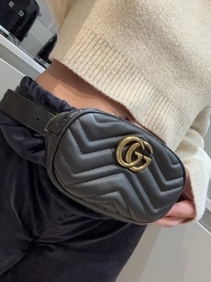 Gucci GG Marmont Matelasse Belt Bag in Black Leather UK