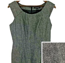 Banana Republic Sheath Dress 4 Gray Tweed Wool Blend Sleeveless Back Zip Lined