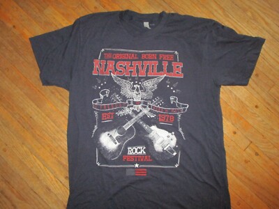 Original BORN FREE NASHVILLE ROCK FESTIVAL T SHIRT Concert Music USA Eagle LARGE