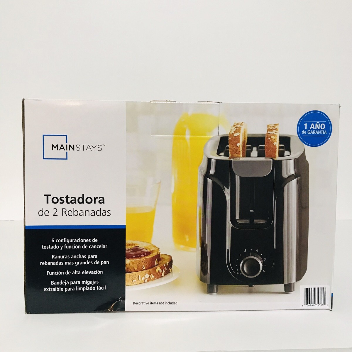 Mainstays Slice Black Kitchen Toaster for Slice Bread Muffins and  Waffles~New