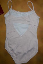 NWT Dance Mirella Pink Camisole Leotard X Over Back Girls Med Child 8-10 M227C