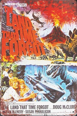 The Land That Time Forgot - classic cult movie poster design Tin Metal Sign