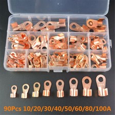 90 Pcs/Box Copper Battery Cable Connector Terminal Open Lugs Wire Terminals Kit