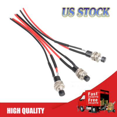 #ad DC 12V Mini Push Button Pre Wired Momentary N O OFF ON Switch Plug 3 Pack $4.86