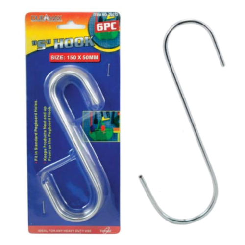 6pce Large S Hooks 160x70mm Durable Metal Hanging 30kg Rated - Photo 1 sur 2