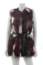 Pinko Faux Fur Tie Waist Gilet / Multi
