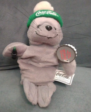 COCA-COLA SEAL IN SKI CAP 0114 Coke Beanie Bean Bag Plush 1997 Vintage Toy Tags