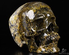 5.1" Yellow&nbsp;Dalmatine Carved Crystal Skull,Super Realistic, Crystal Healing