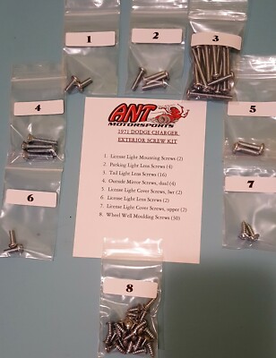 71 MOPAR DODGE CHARGER EXTERIOR SCREW KIT    62pcs.