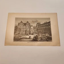 View Of Heidelberg Castle Inner Court Germany c. 1883 Engraving (283)