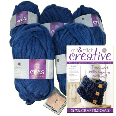 Strick und Nähen Kutte mit quadratischen Knöpfen UP005 Kreativ Magazin Strickset