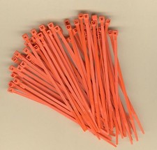 100 4" Inch Long 18# Pound ORANGE Nylon Cable Zip Ties Ty Wraps MADE IN USA