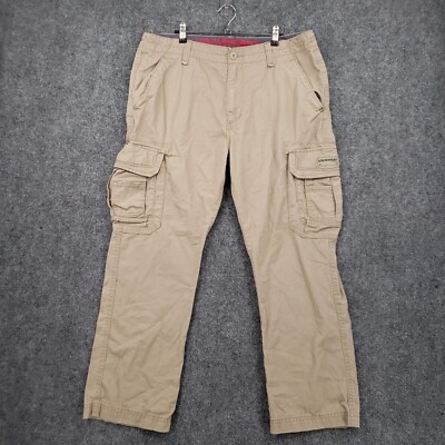 Unionbay Pants Mens 36x30 Khaki Survivor Cargo Straight Leg Hiking Outdoor  Zip