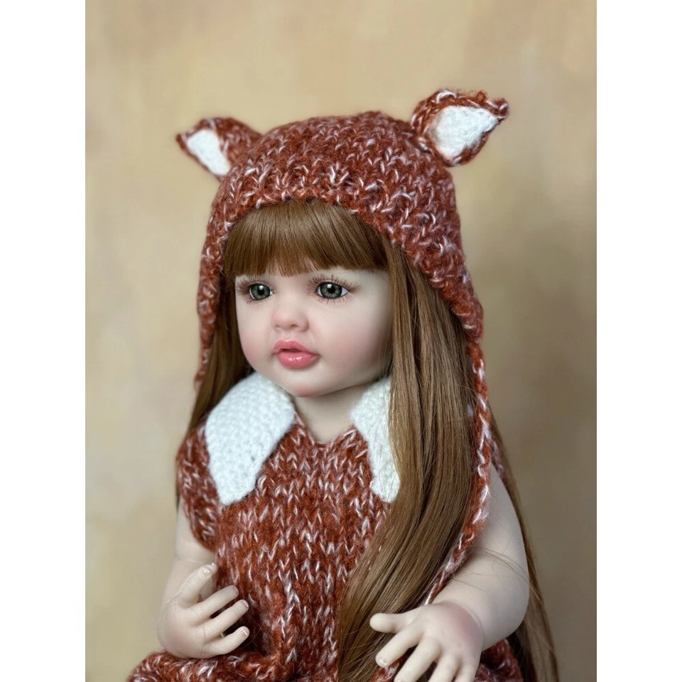 22inch Full Body Vinyl Reborn Doll Bath Long Hair Princess Toddler Handmade   - Bild 4 von 4