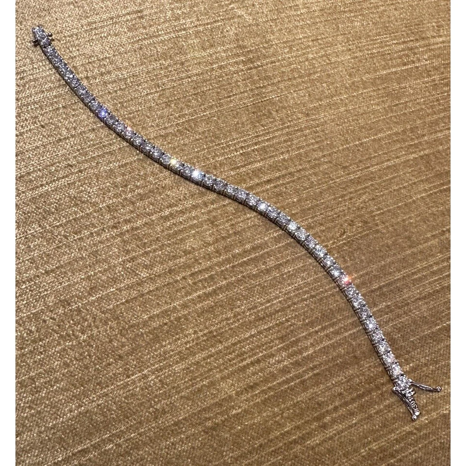 Brazalete de tenis de diamantes redondos naturales de 9,82 cttw en oro blanco de 14 k de 7" - HM2594IE