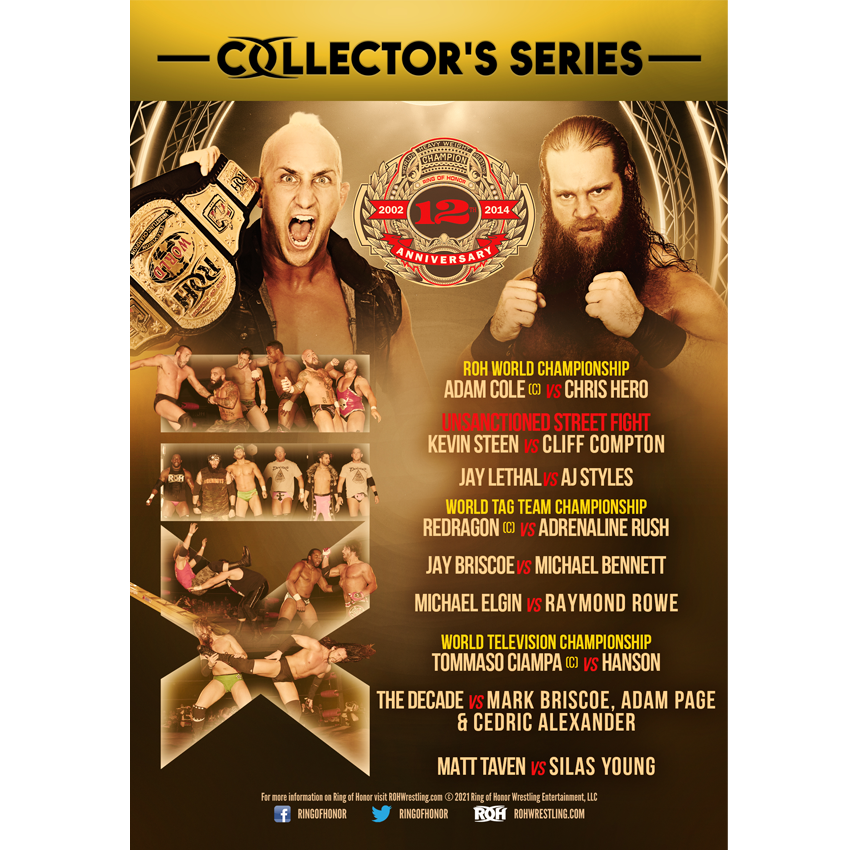 Official ROH Ring of Honor 12th Anniversary 2014 Event Collector's