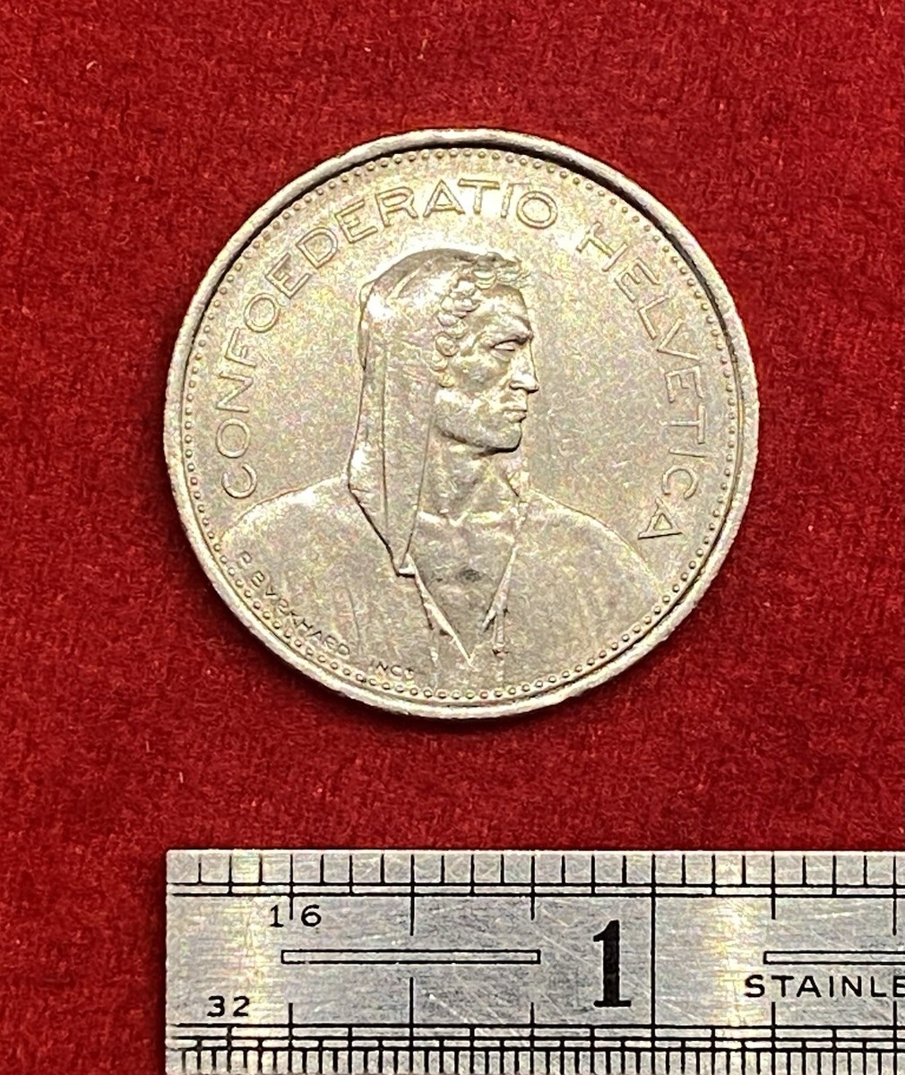 洋楽 KONFLIC WORLD 1968-B **SWITZERLAND** 5 FRANCS {CONFOEDERATIO HELVETICA} COIN+