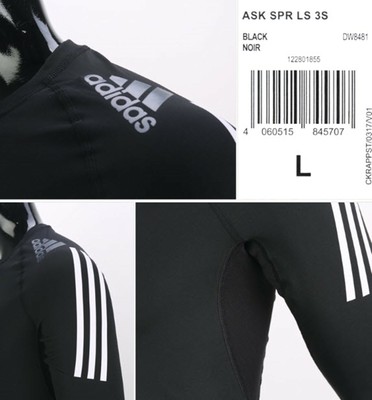 Adidas Men Alpha-skin Sports 3S L/S Shirts Black Jersey Tight Top Shirt  DW8481 | eBay