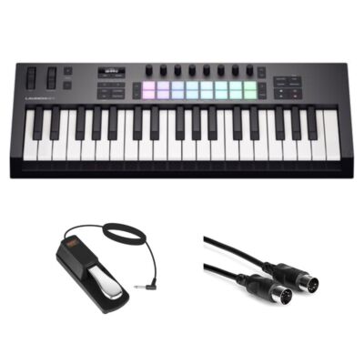 Novation Launchkey 37 MK4 Keyboard w/ Auray FPP1L Piano Pedal, Hosa cable Bundle
